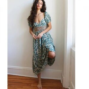 Free People Ellie 100% Cotton Soft Seafoam Maxi Dress